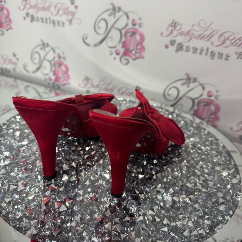La vie en rose heels ribbon 🎀 bows red heels red bow ribbon accent silky satiny - Picture 11 of 14
